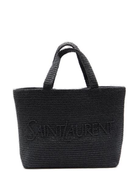 SAINT LAURENT Raffia Shopping Handbag