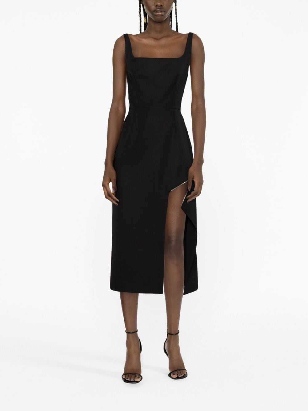 ALEXANDER MCQUEEN Grain of Poudre Wool Midi Dress