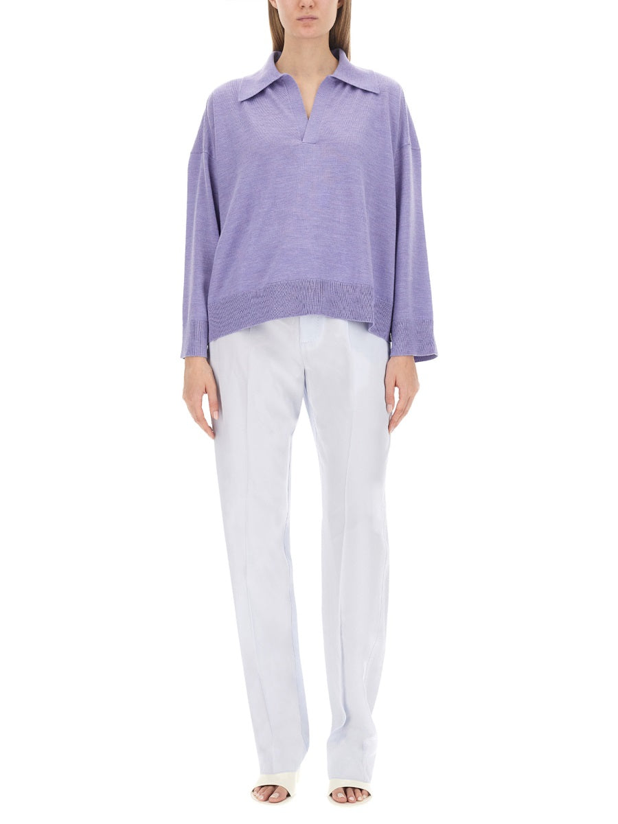 BOTTEGA VENETA Oversized Wool Polo Sweater - Size S