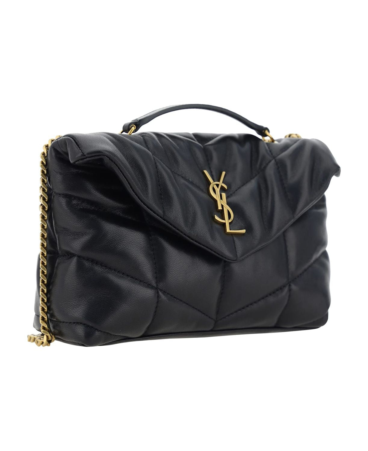 SAINT LAURENT Luxury Puffer Mini Handbag with Chain Logo