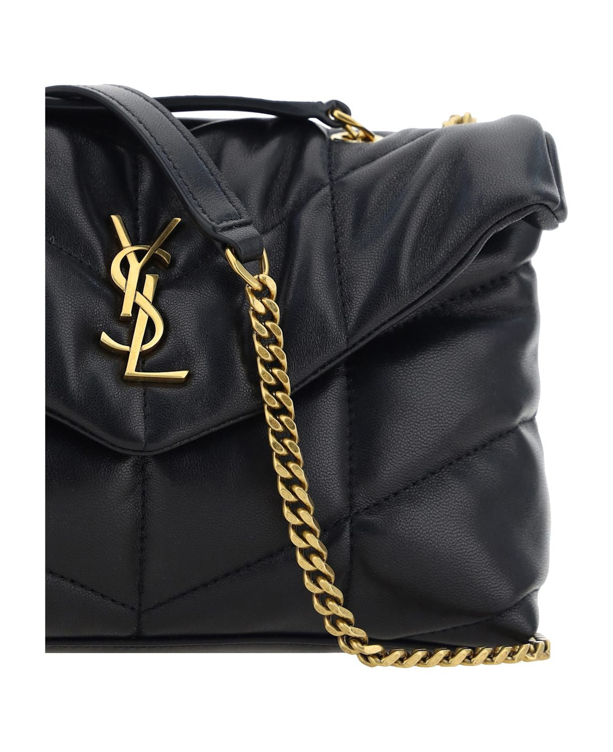 SAINT LAURENT Luxury Puffer Mini Handbag with Chain Logo
