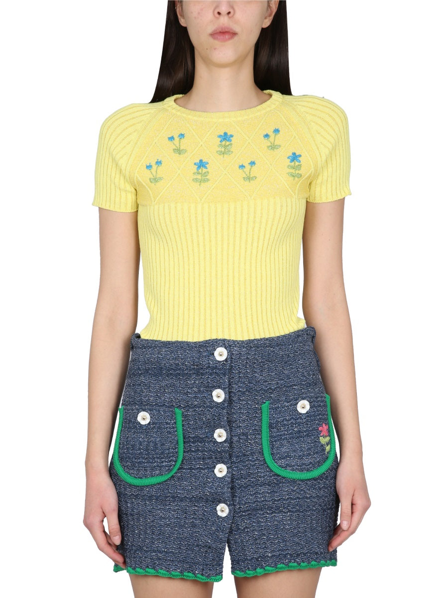 CORMIO Embroidered T-Shirt for Women