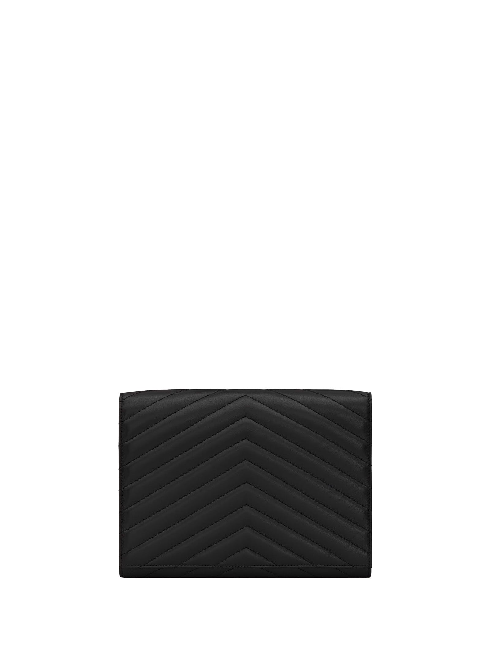 SAINT LAURENT Envelope Clutch with Quilted Design and Gold-Tone Hardware