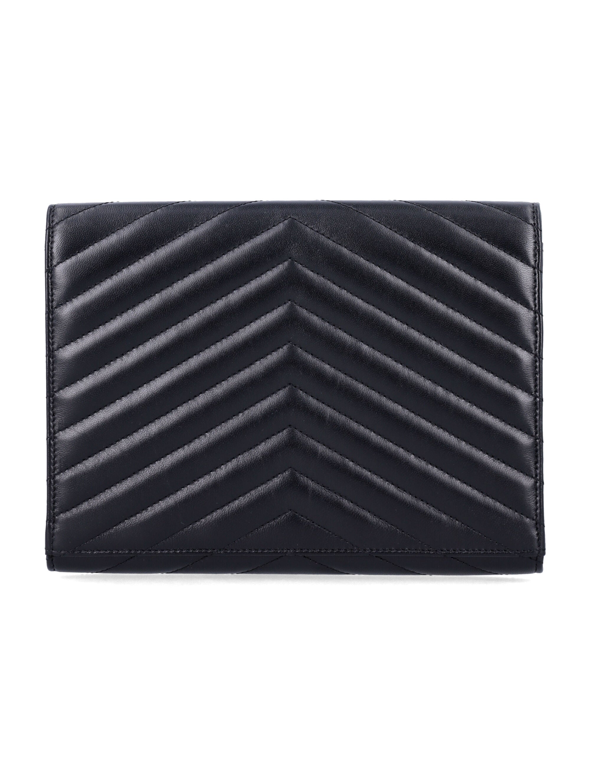 SAINT LAURENT Mini Quilted Lambskin Flap Pouch Handbag