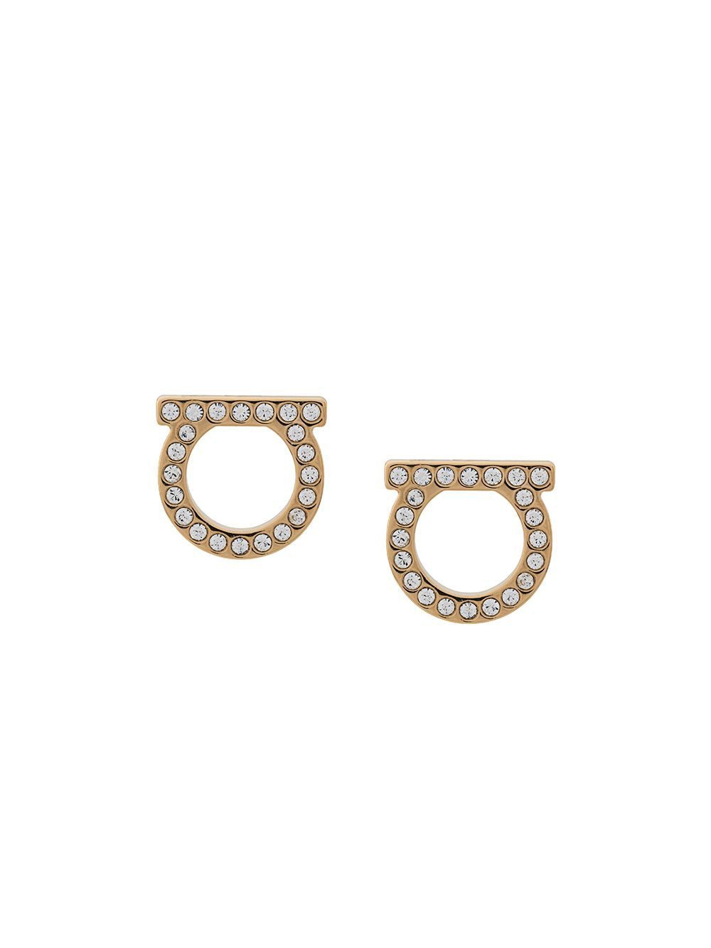 Ferragamo Gancini Hook Mini Earrings with Crystals