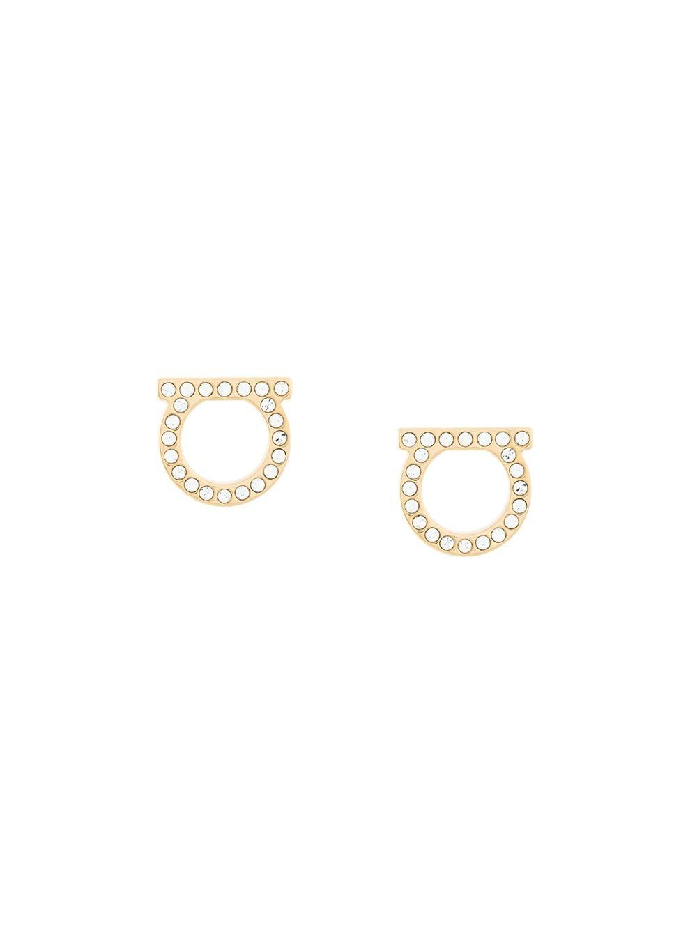 Ferragamo Gancini Hook Mini Earrings with Crystals
