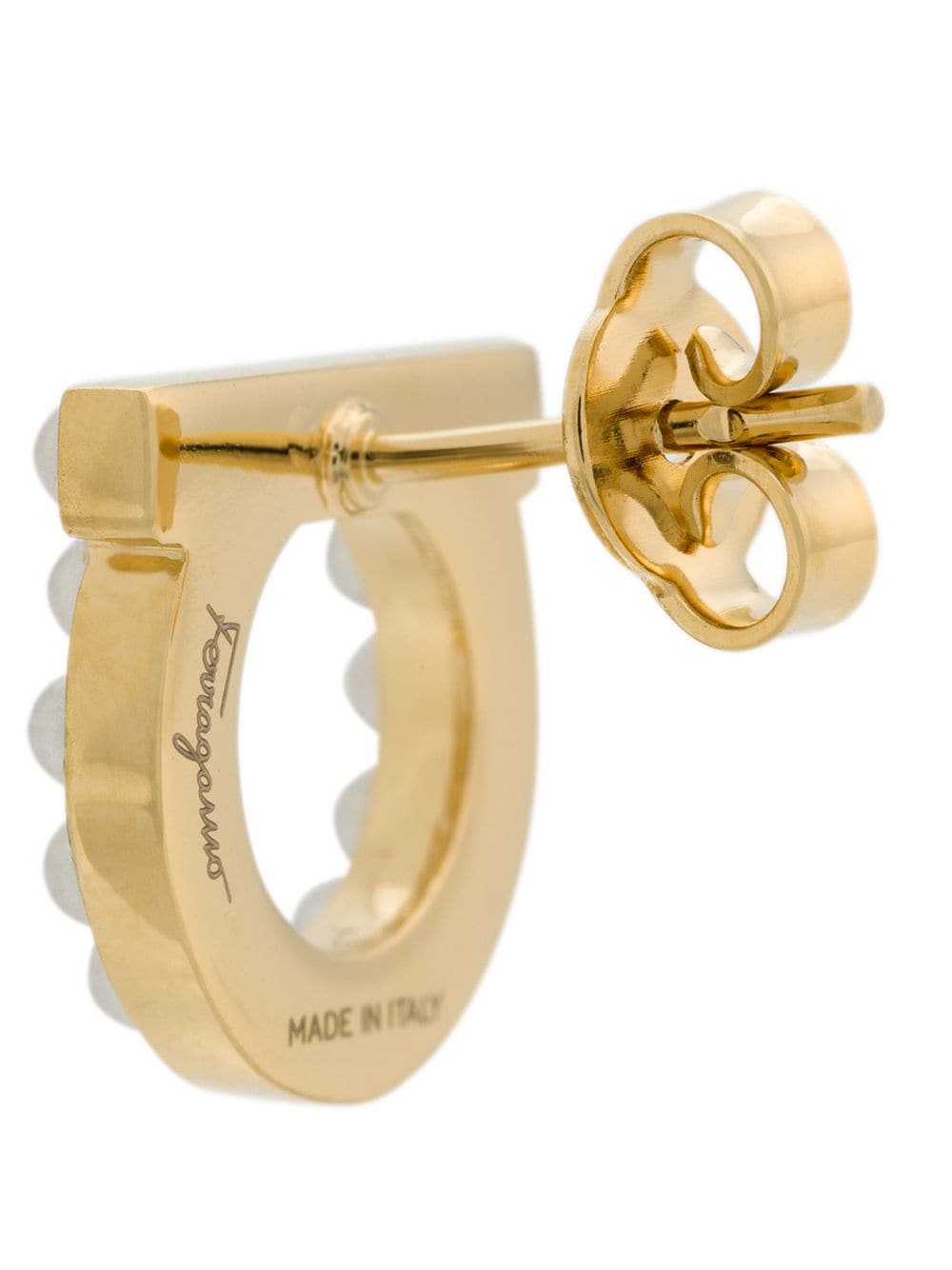 Ferragamo Gancini Hook Pearls Mini Earrings