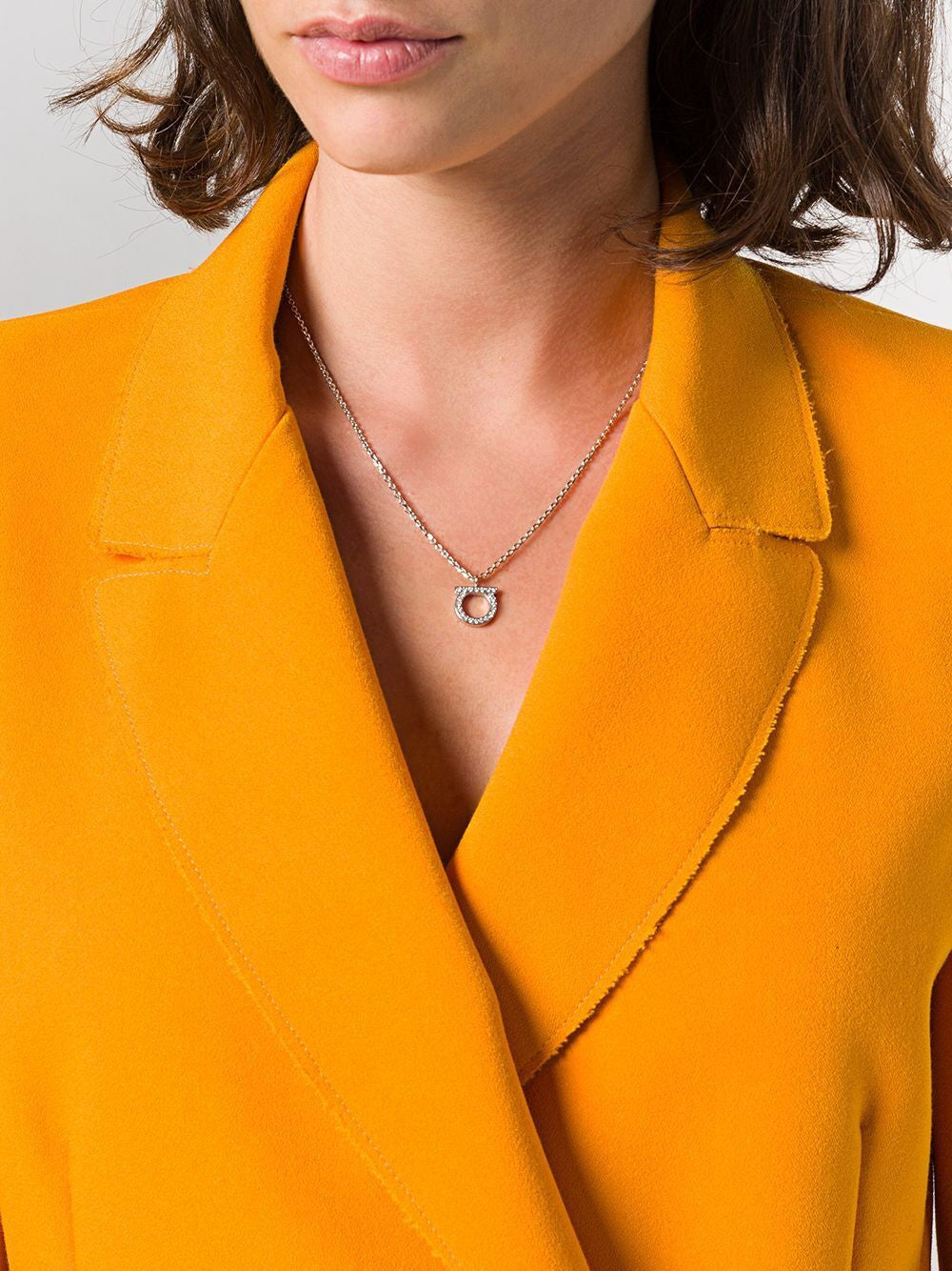 Ferragamo Elegant Hook Necklace with Crystals