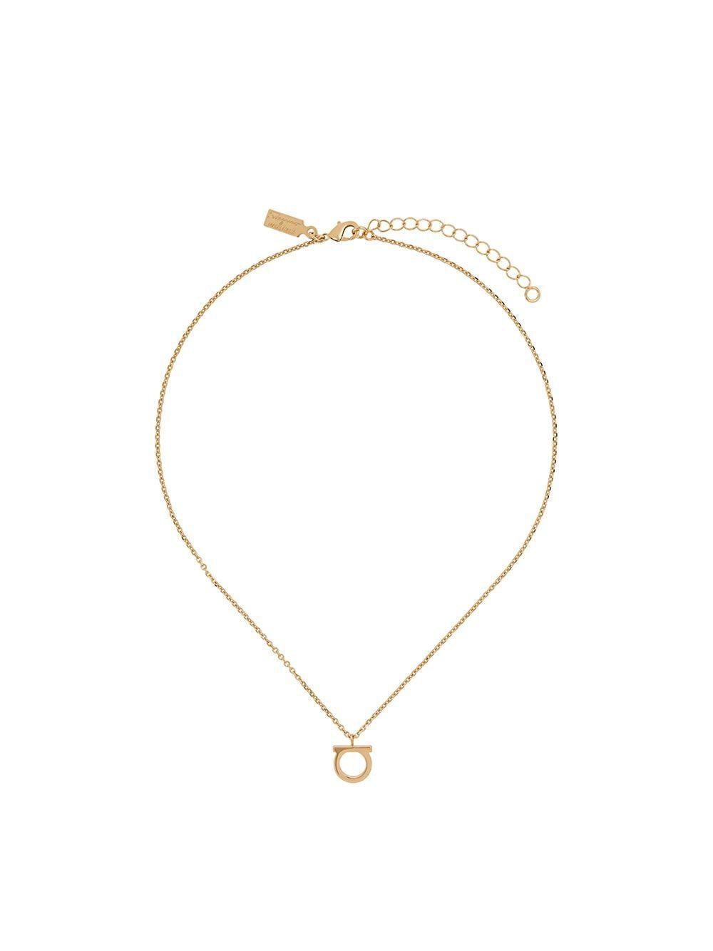 Ferragamo Gancini Hook Charm Necklace with Brass Detailing