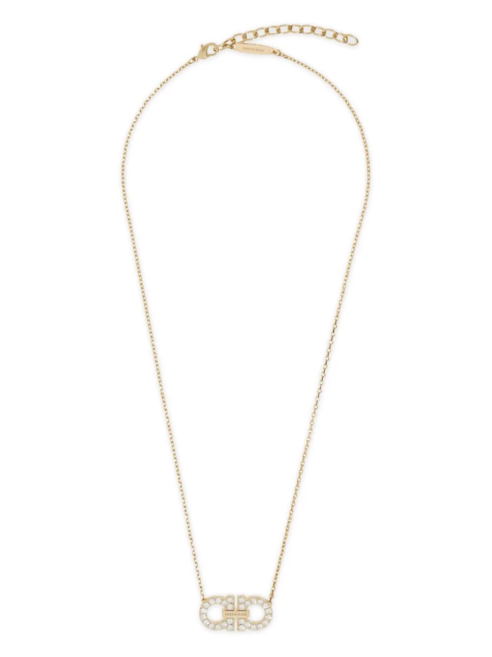 Ferragamo Crystal Embellished Gancini Hook Pendant Necklace