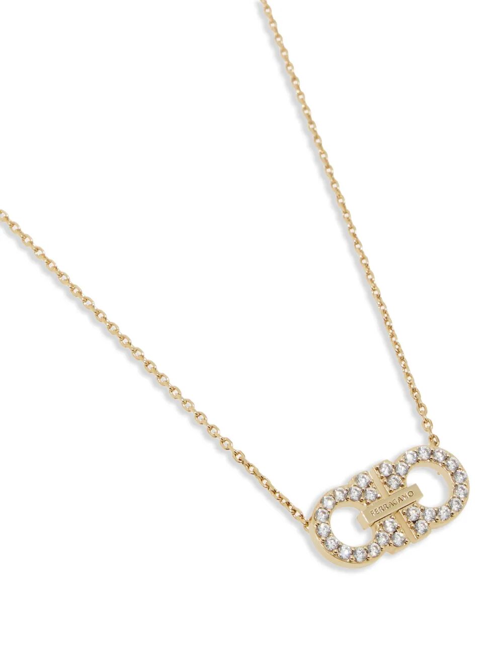 Ferragamo Crystal Embellished Gancini Hook Pendant Necklace