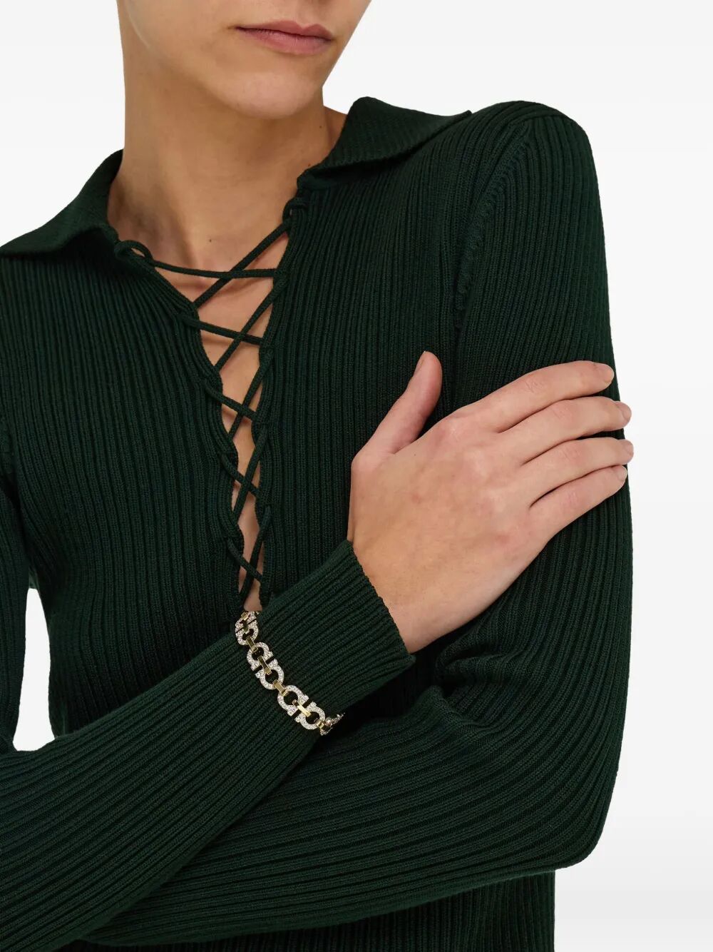 Ferragamo Crystal Embellished Gancini Hook Bracelet