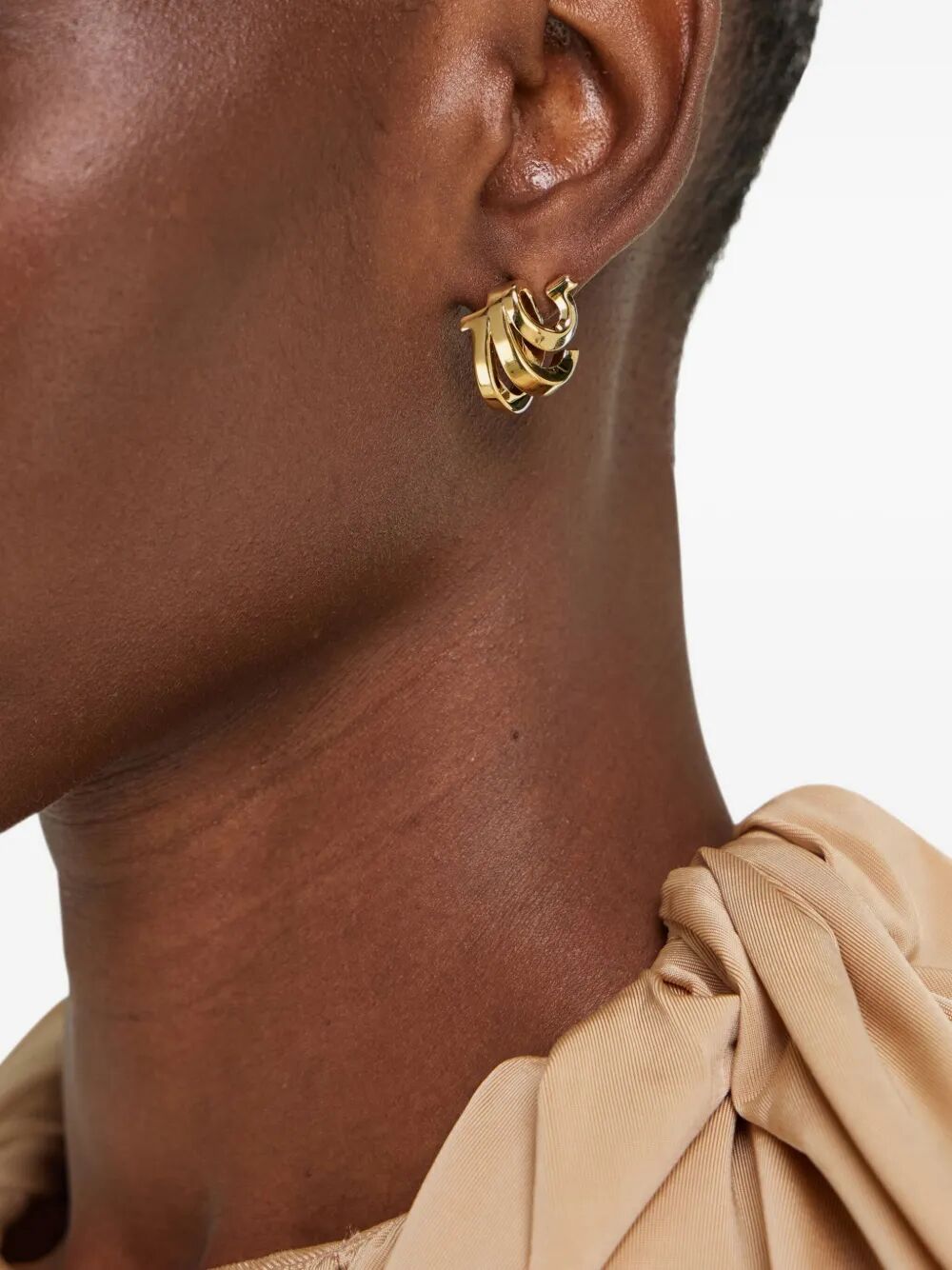 Ferragamo Triple Gancini Hook Earrings