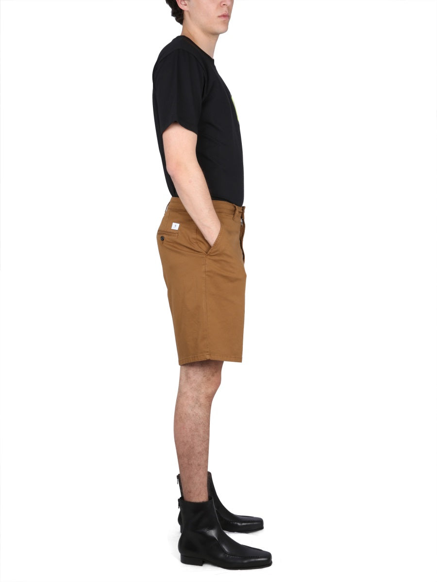 DEPARTMENT FIVE Men's Cotton Bermuda Shorts with Button Closure