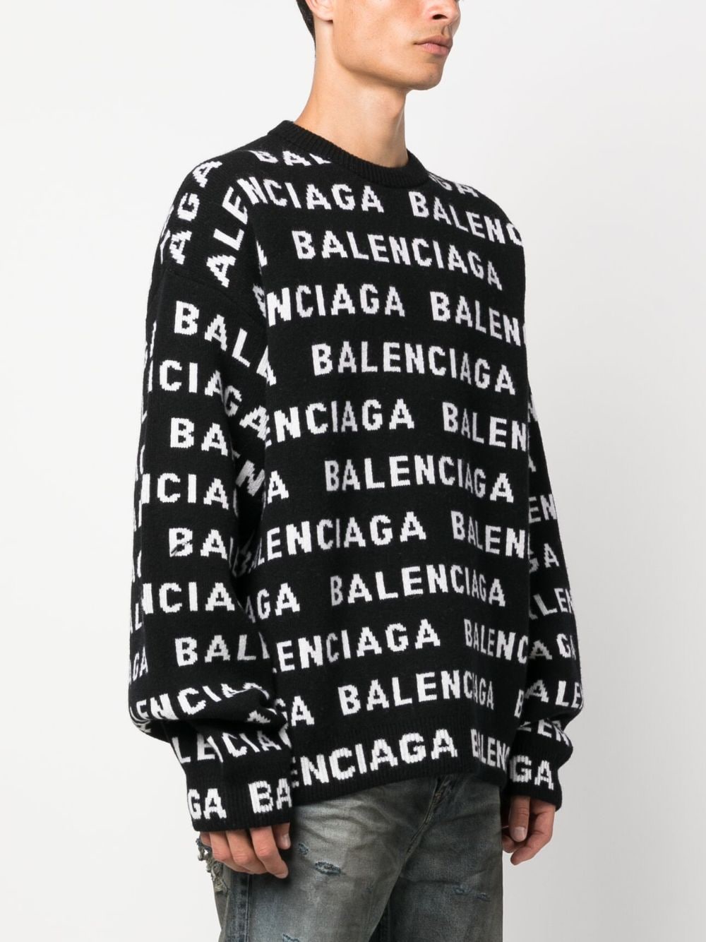 BALENCIAGA Allover Logo Crewneck Sweater - Men's SS24 Edition