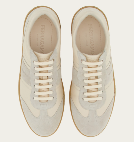 Ferragamo 100% Leather Panelled Design Sneakers for Men