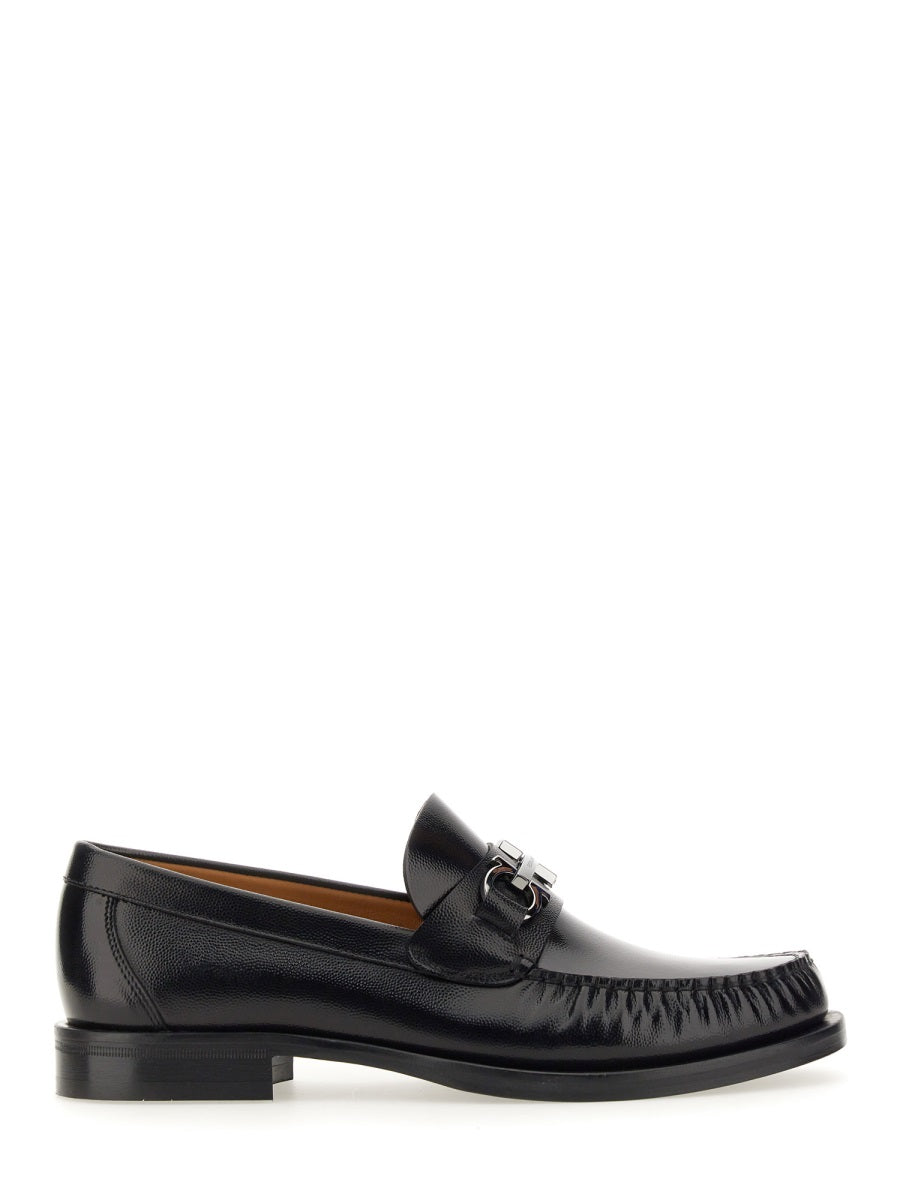 Ferragamo Elegant Leather Moccasin with Gancini Detailing
