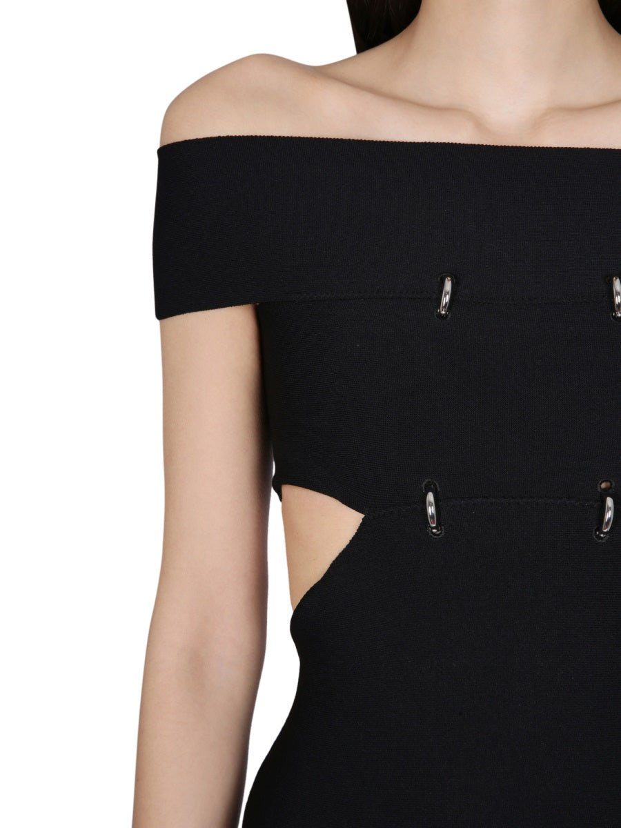 ALEXANDER McQUEEN Cut-Out Detail Top with Bare Shoulders