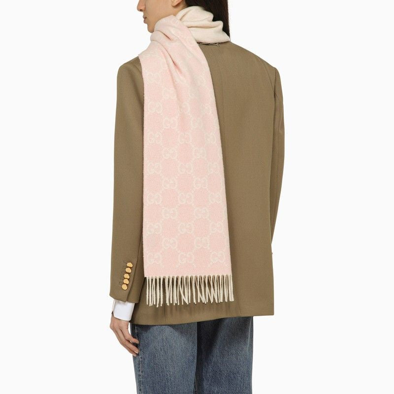 GUCCI Cashmere Scarf with All-Over Logo Jacquard - Women's