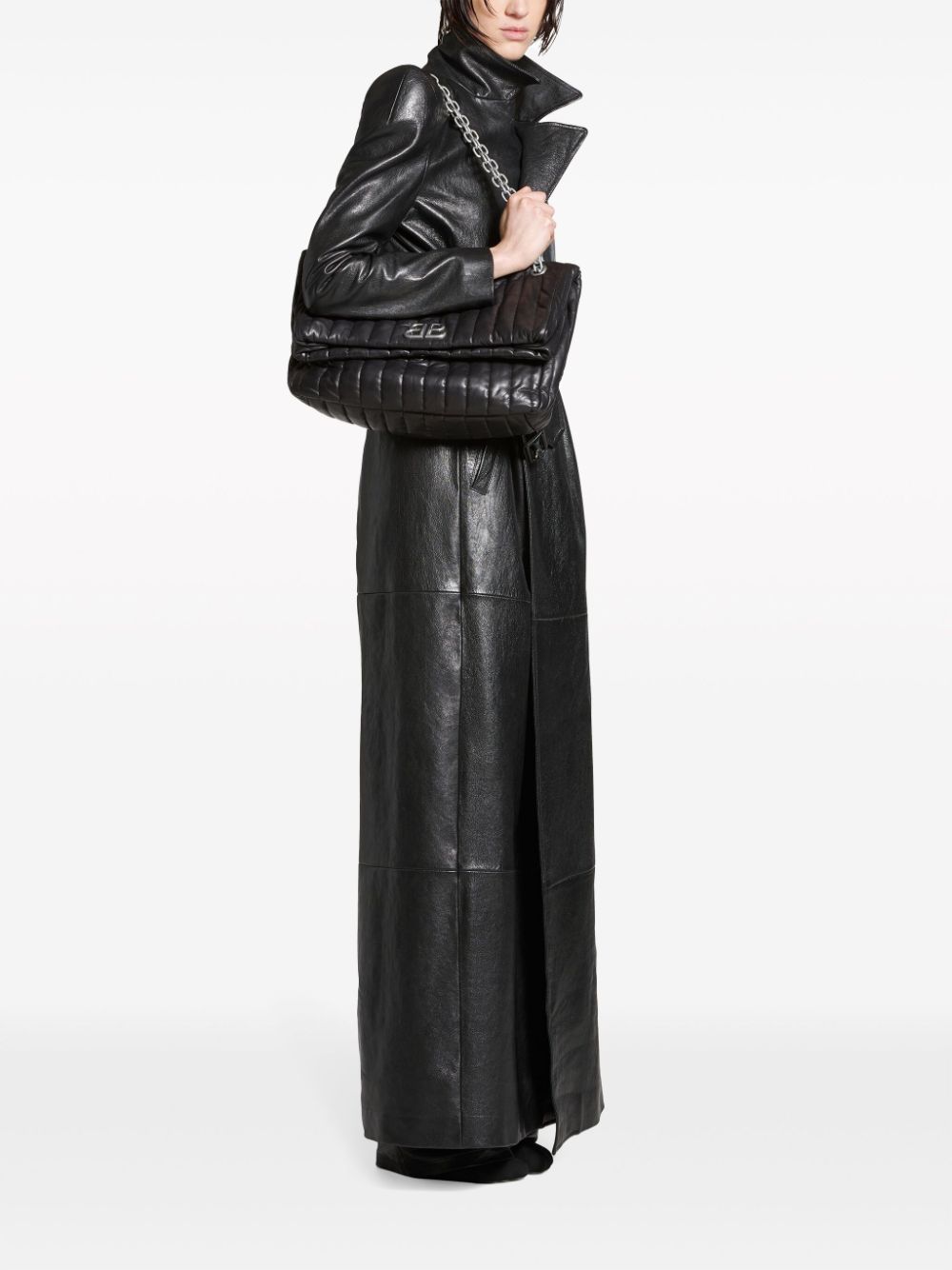 BALENCIAGA Medium Chain Handbag with Flap Closure and Antique Gold Logo - 32.5 cm