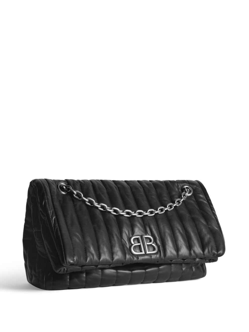 BALENCIAGA Medium Chain Handbag with Flap Closure and Antique Gold Logo - 32.5 cm