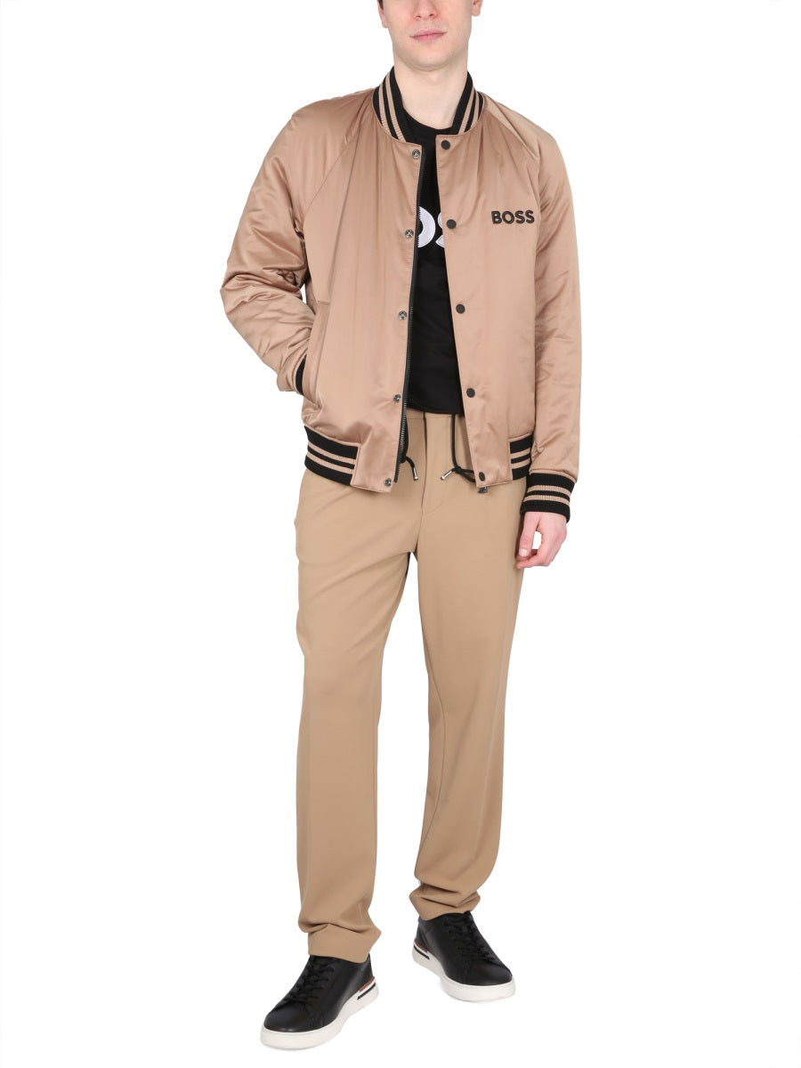 BOSS Men's Logo Snap Closure Bomber Jacket