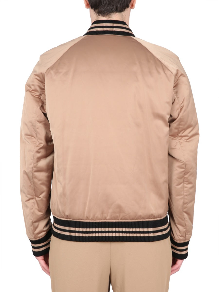 BOSS Men's Logo Snap Closure Bomber Jacket