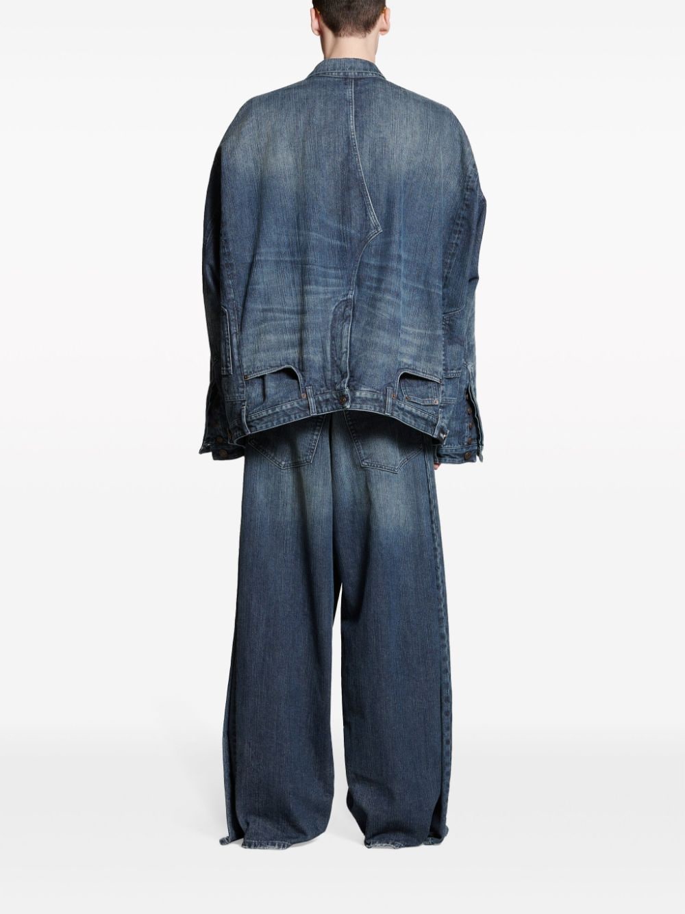 BALENCIAGA Unisex Denim Jacket with Flap Pockets and Back Slit