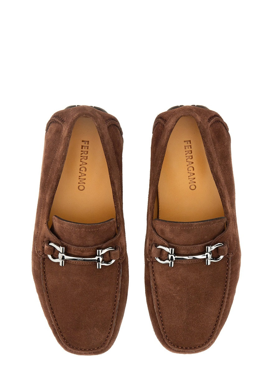 Ferragamo Men's Moccasin Ornament Gancini Hook Shoes