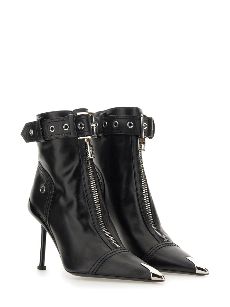 ALEXANDER MCQUEEN Women's Leather Slash Biker Boot