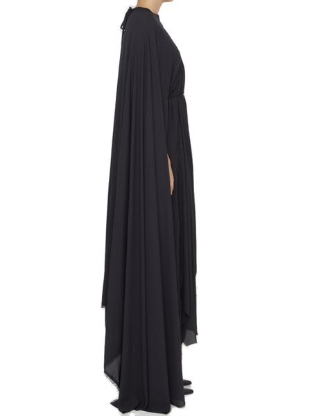 BALENCIAGA Crepe Dress with Asymmetric Hem and Lace-Up Closure
