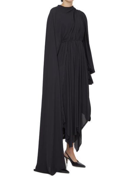 BALENCIAGA Crepe Dress with Asymmetric Hem and Lace-Up Closure