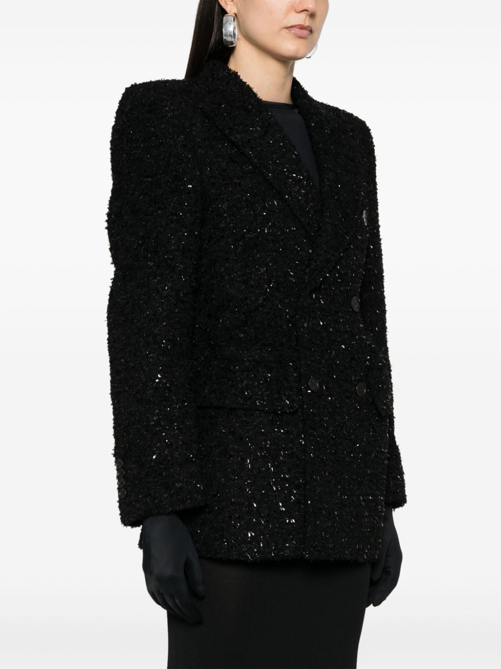 BALENCIAGA Double-Breasted Boucle Loop Blazer