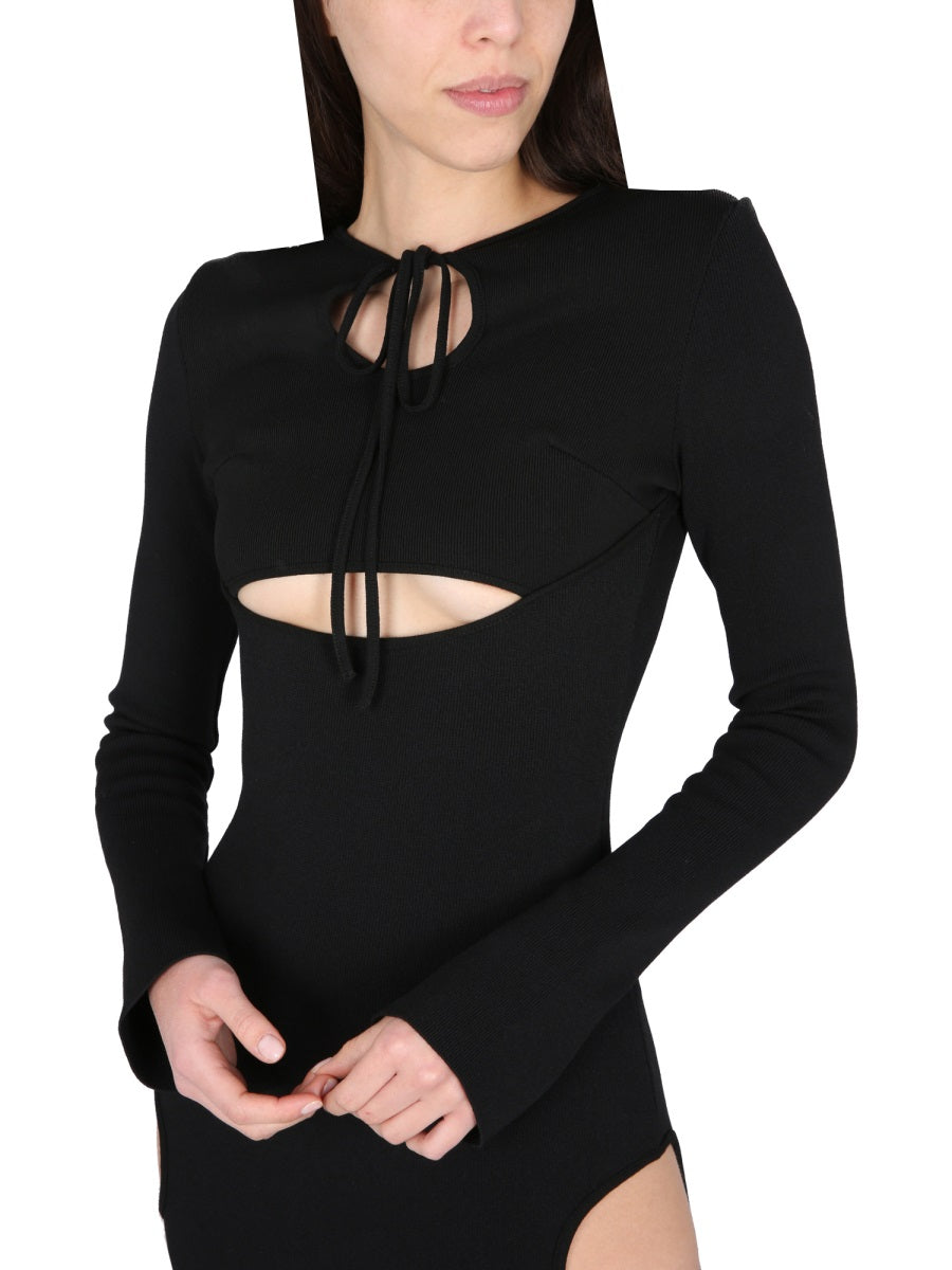 ANDREADAMO Mini Dress with Cut-Out Details and Adjustable Lace-Up Closure