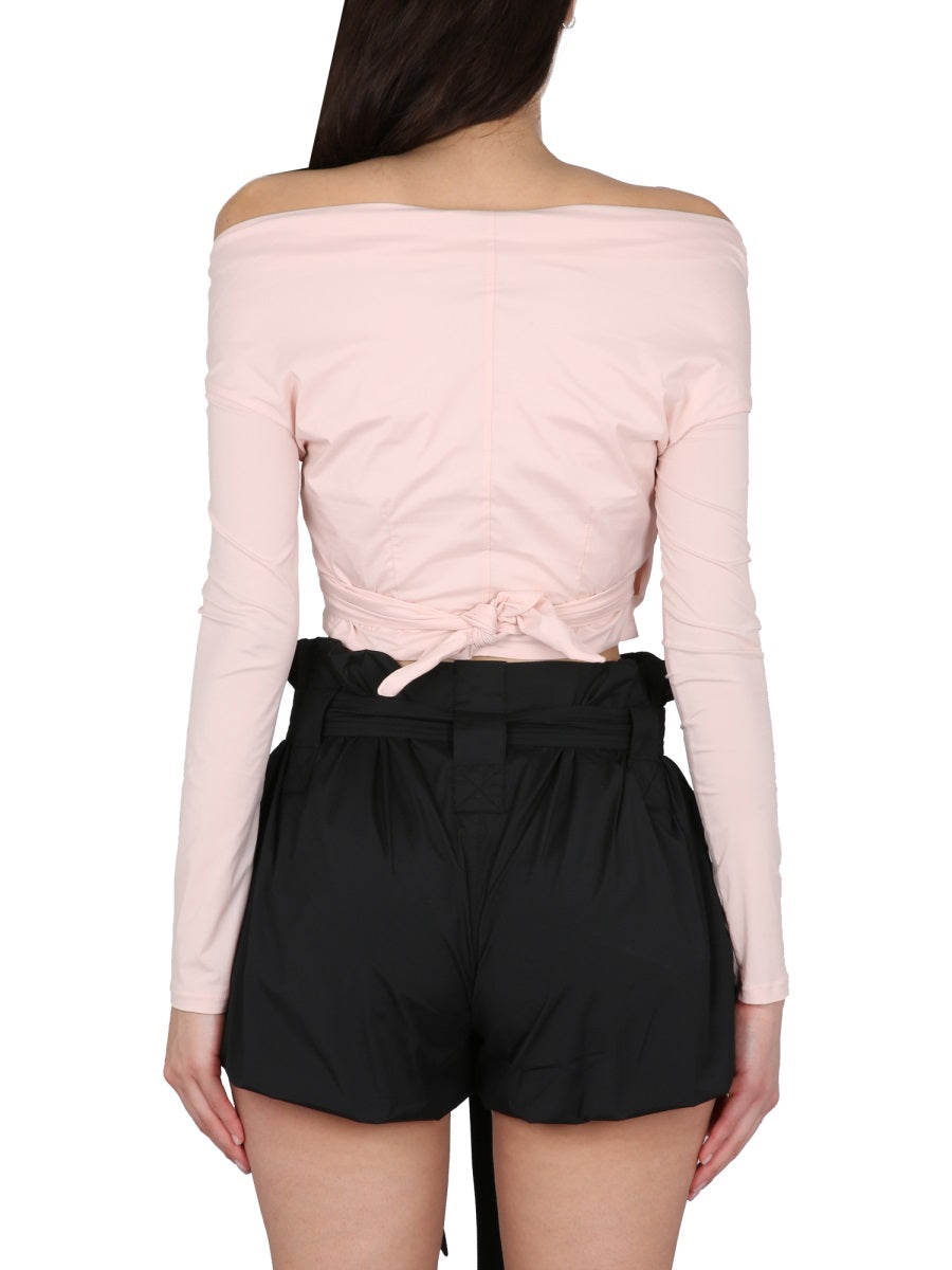 PHILOSOPHY DI LORENZO SERAFINI Chic Bow Back Crop Shirt for Women