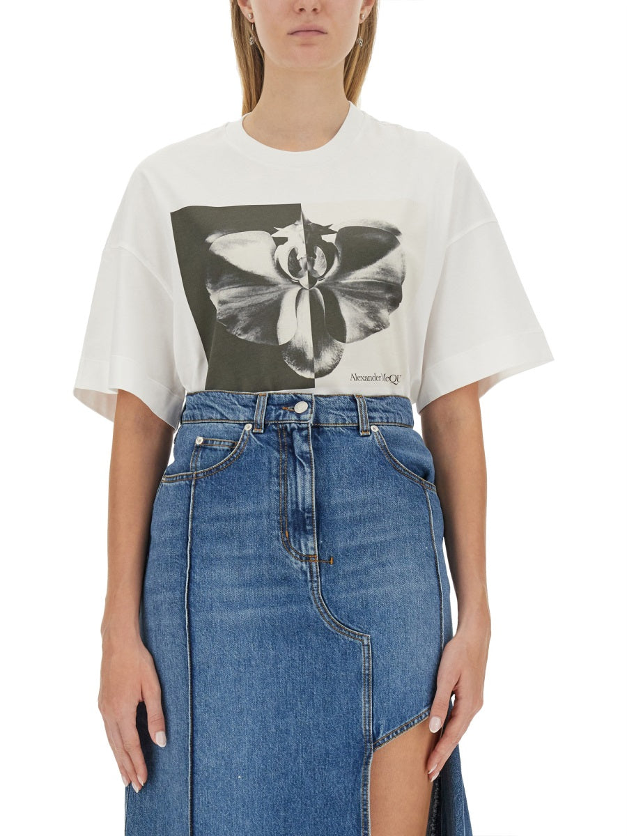 ALEXANDER MCQUEEN Photographic Orchid T-Shirt - Size 40