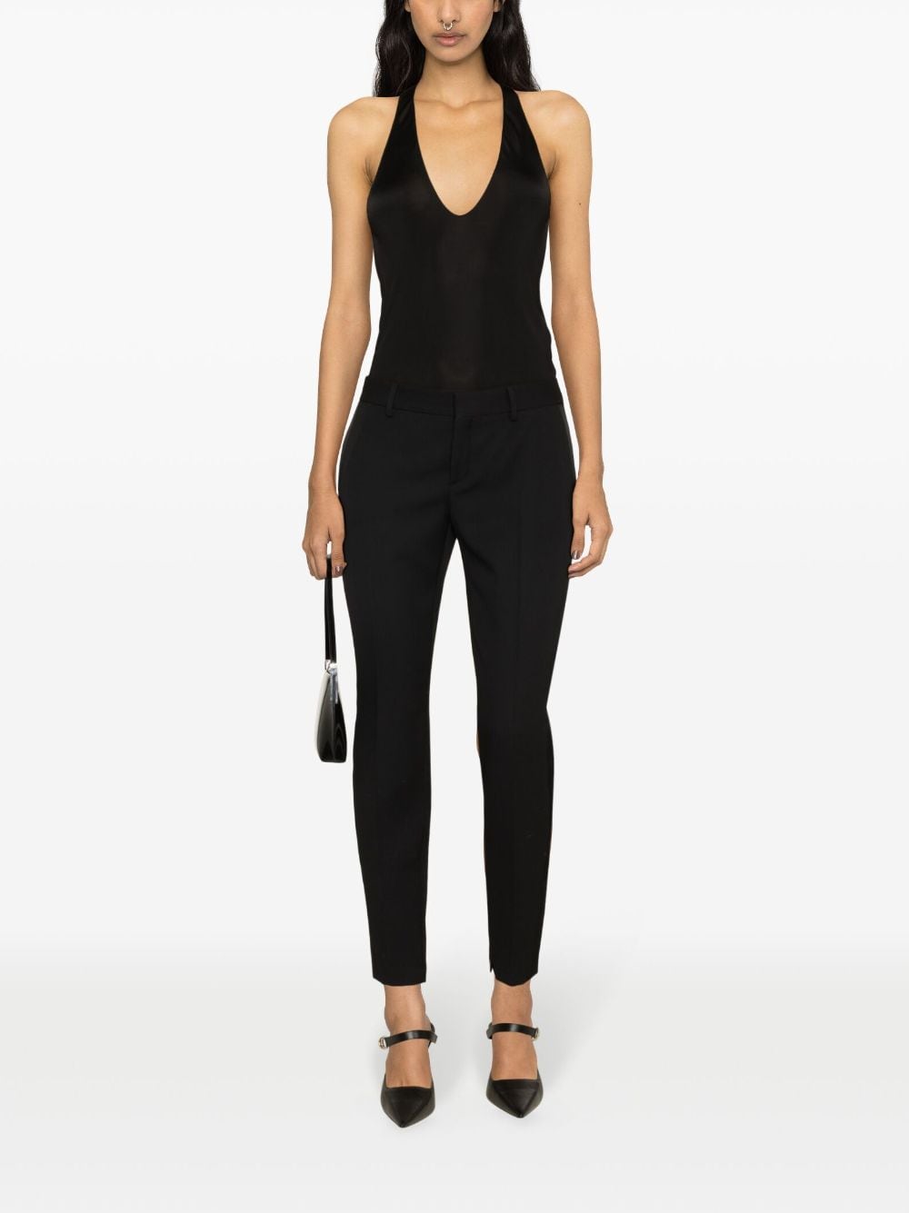 SAINT LAURENT Deep Neckline Sleeveless T-Shirt Top