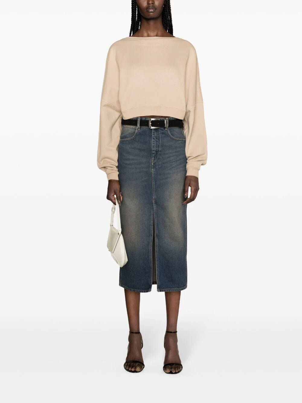 SAINT LAURENT Cropped Cotton Sweatshirt