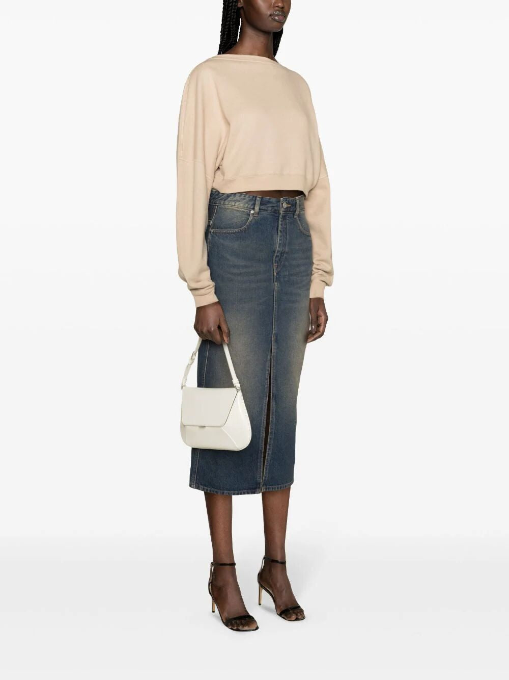 SAINT LAURENT Cropped Cotton Sweatshirt