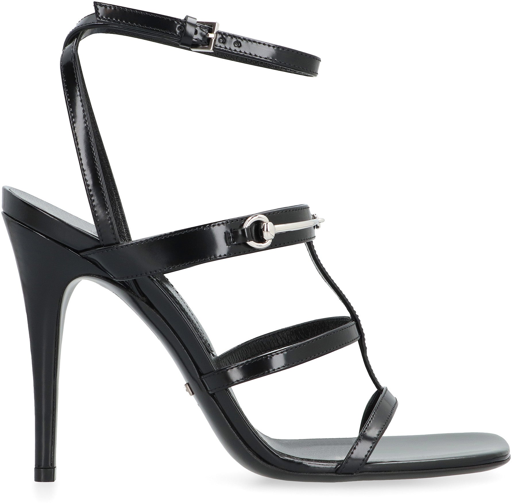 GUCCI Heeled Leather Sandals with Horsebit Detail
