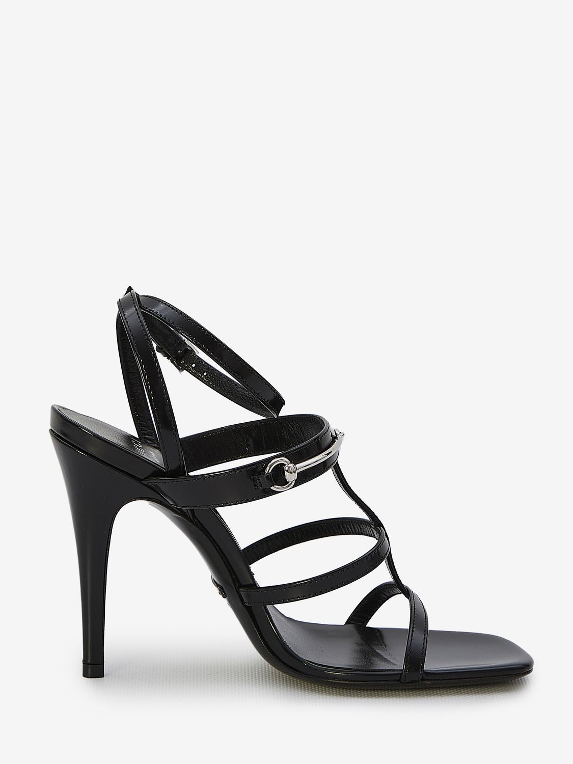 GUCCI Heeled Leather Sandals with Horsebit Detail