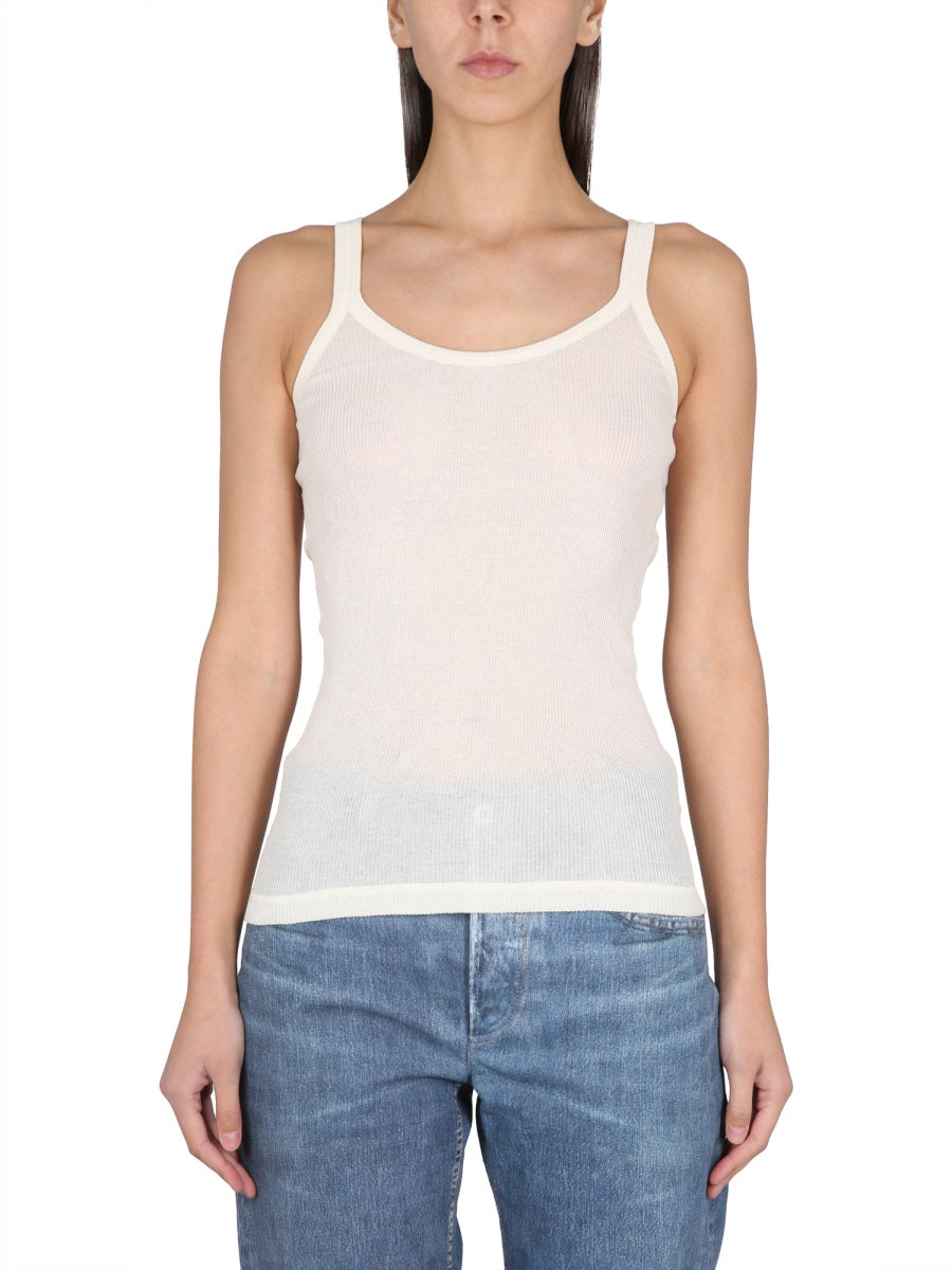 BOTTEGA VENETA Slim Fit Round Neck Cotton Top for Women - SS23 Collection