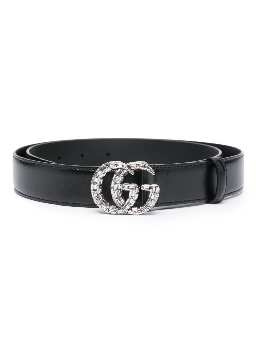 GUCCI Signature Leather Belt with Crystal Embellishments