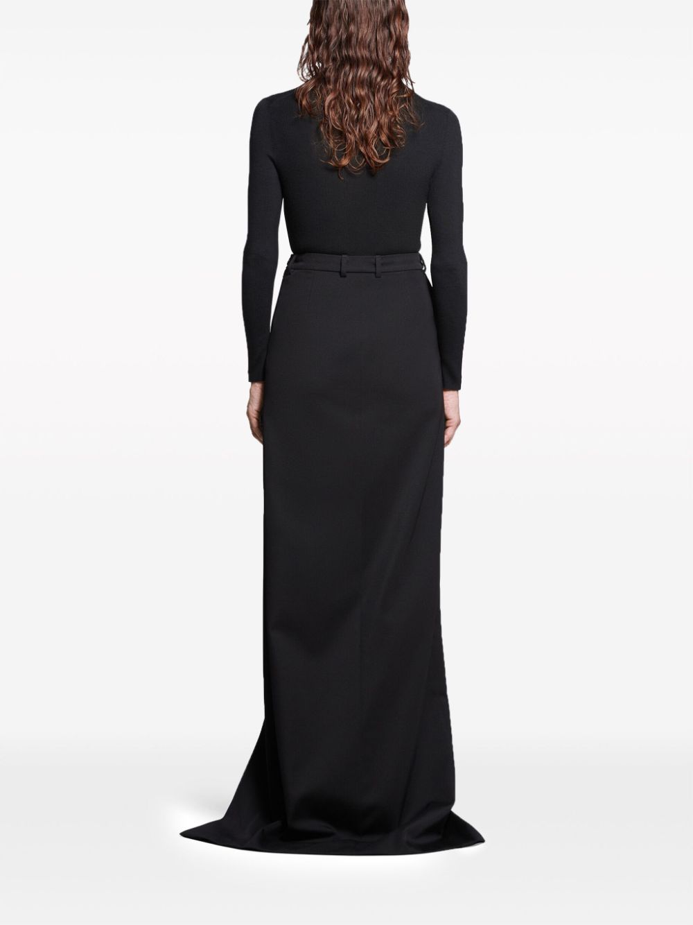 BALENCIAGA High-Waisted Floor-Length Wool Midi Skirt