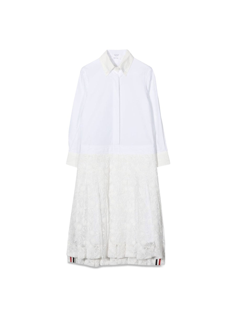 THOM BROWNE Pleated Bottom Shirtdress for Girls - Mini Style