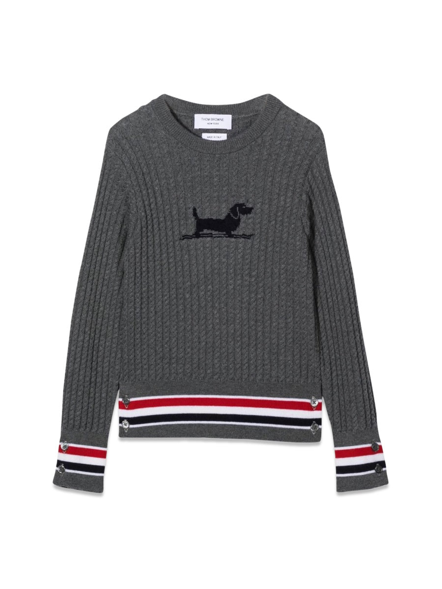THOM BROWNE Mini Cable Crewneck Pullover for Boys