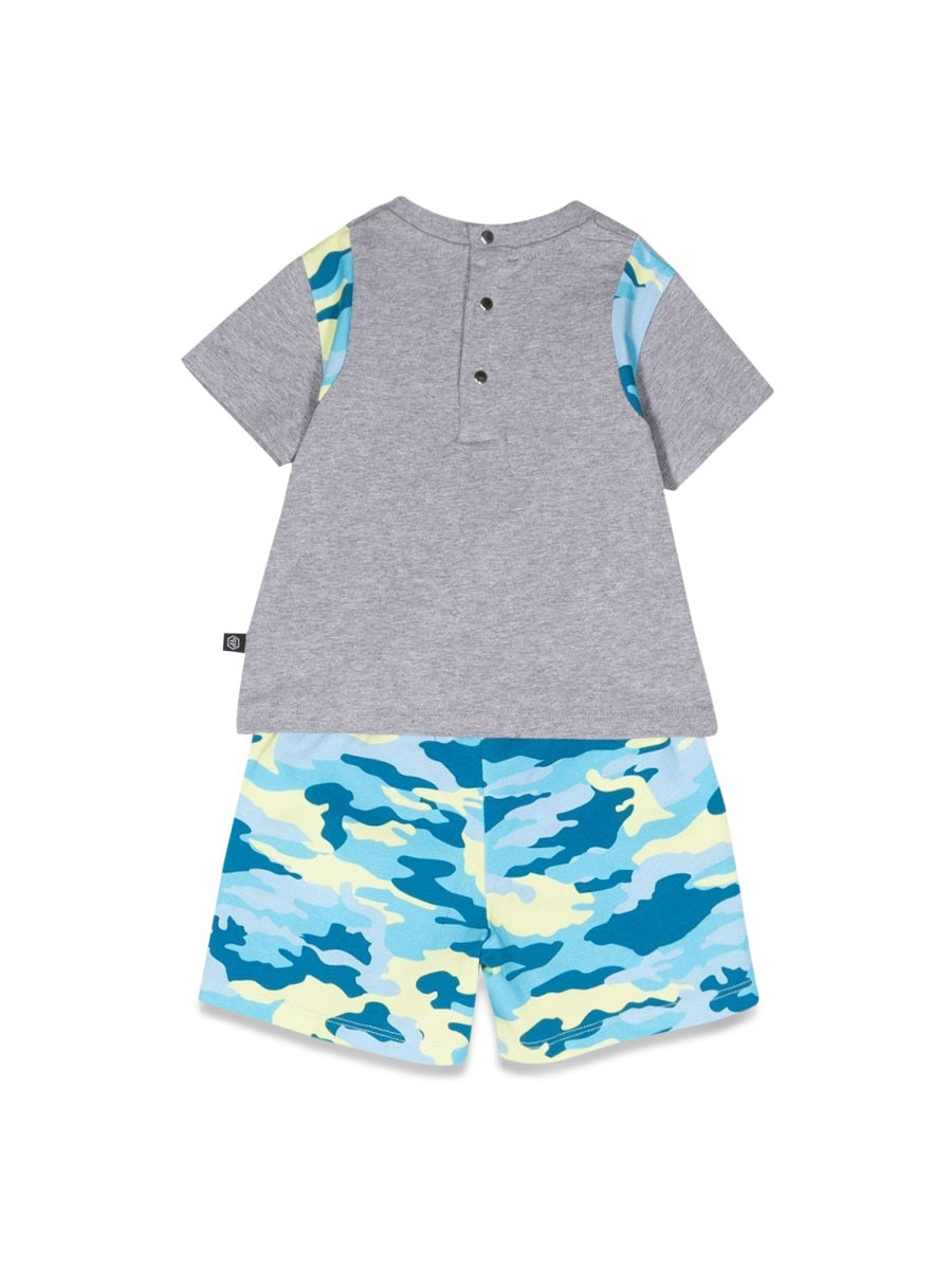 PHILIPP PLEIN Mini Camouflage T-Shirt and Shorts Set