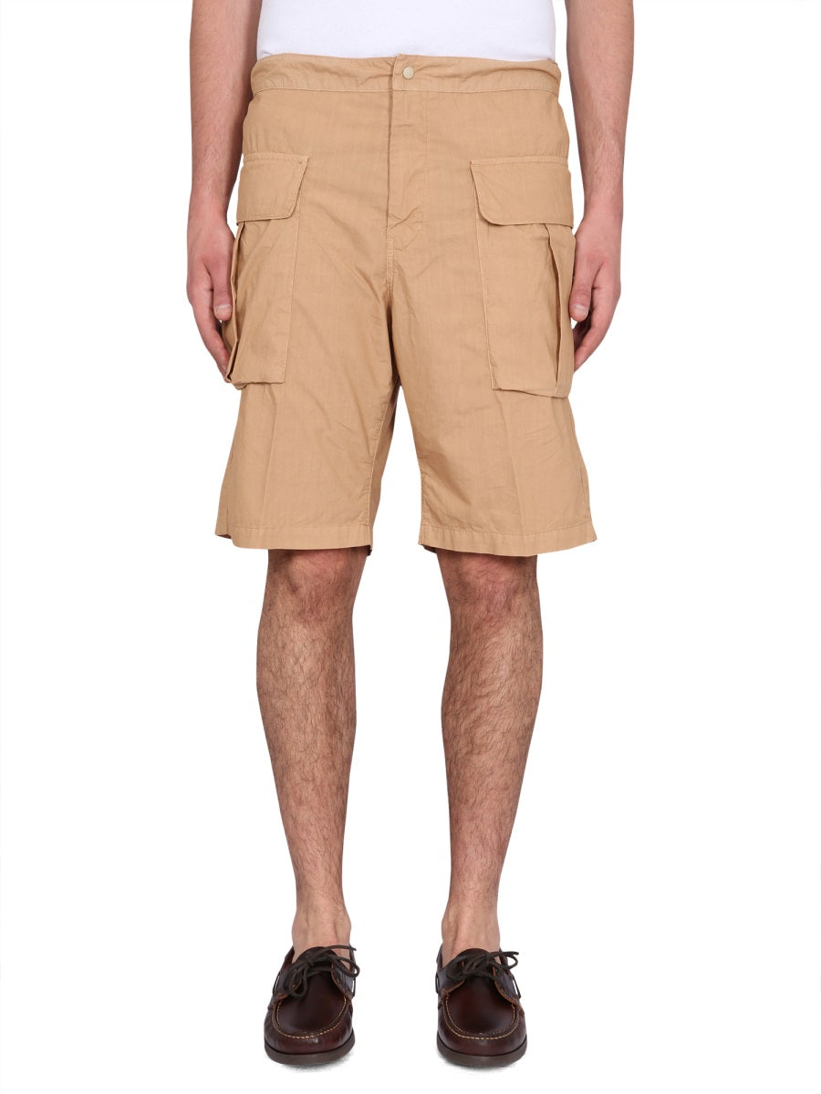 ASPESI Men's Mini Bermuda Shorts with Button Closure