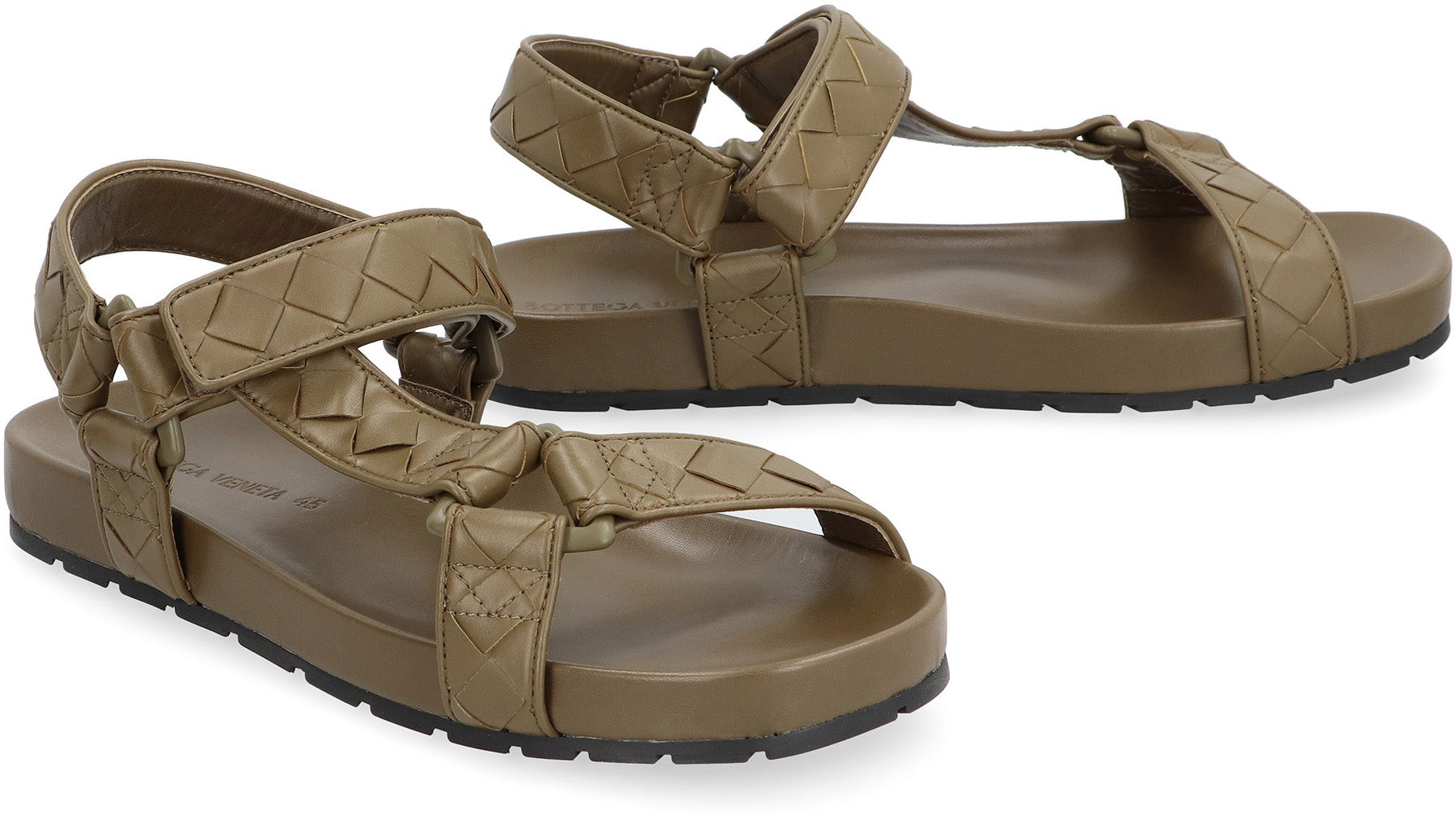 BOTTEGA VENETA Woven Pattern Leather Sandals for Men