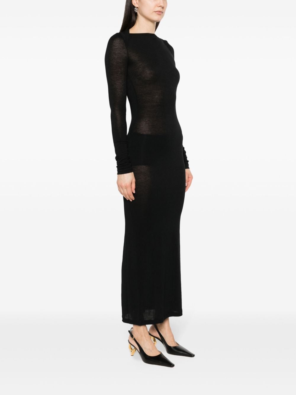 SAINT LAURENT Wool Blend Long Pencil Dress